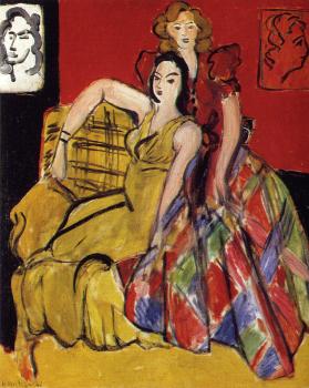 Henri Emile Benoit Matisse : two girls the yellow and plaid skirt
